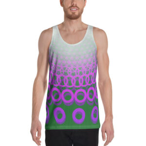 Flower Of Life Into Magenta Phish Donuts Over Green Tank Top
